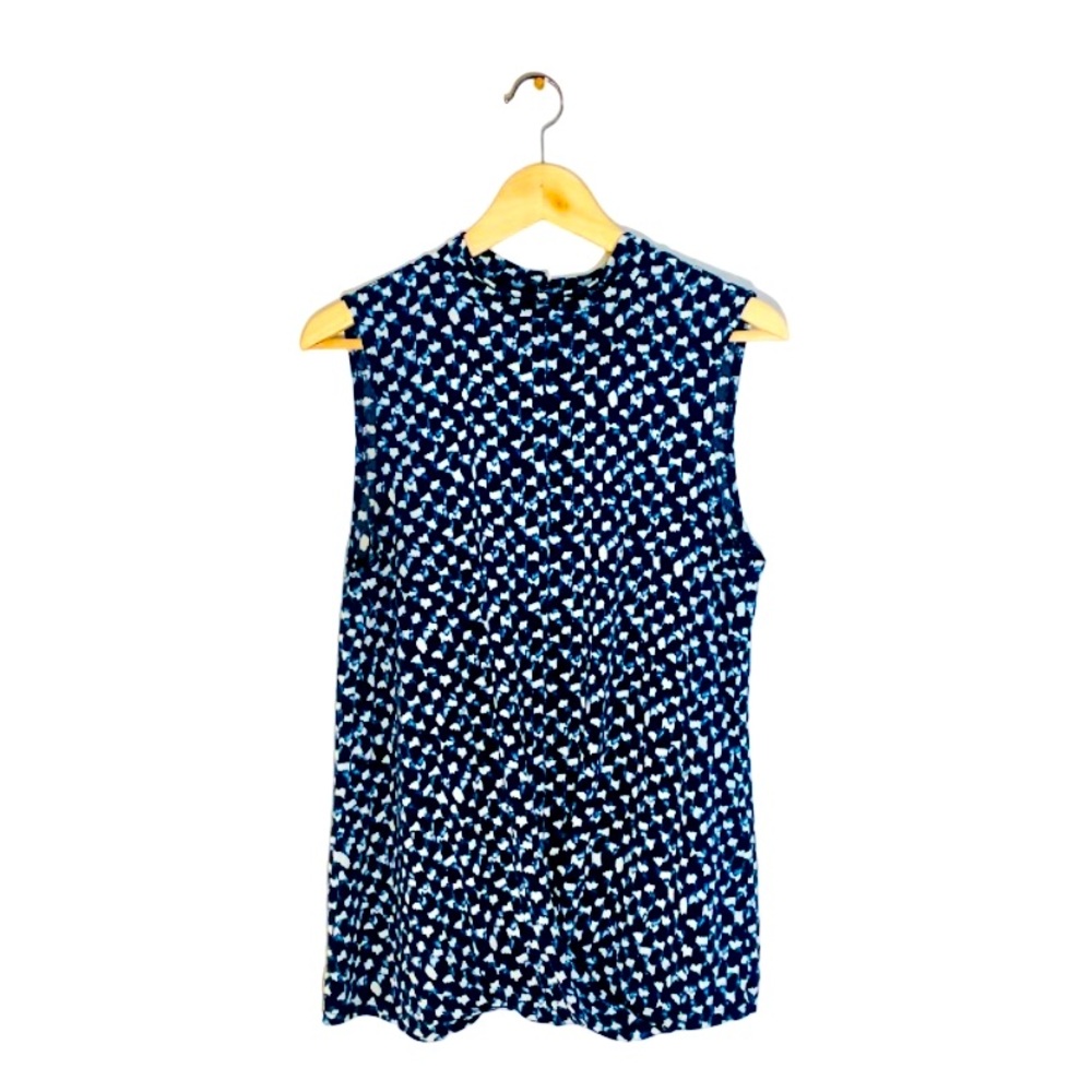 Banana Republic shell top mock neck twist front navy blue sleeveless sz M